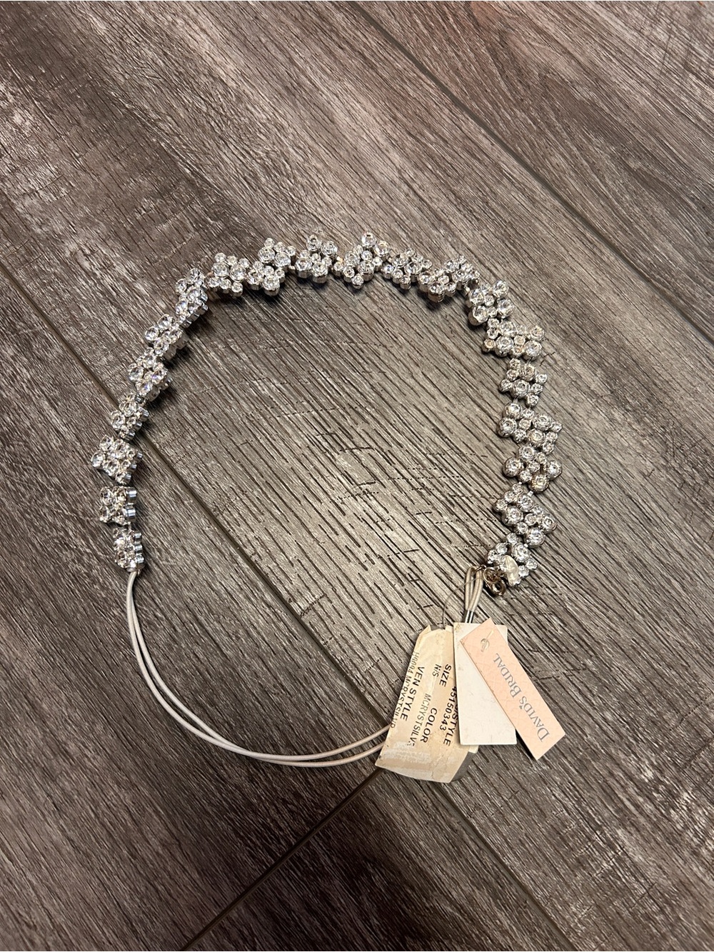 David's Bridal Silver Crystal Floral Headband